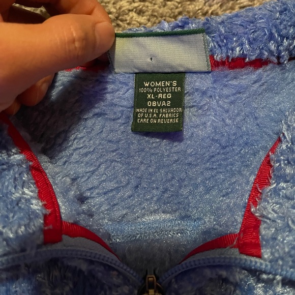 L.L. Bean Women's XL Blue Zip Up Sherpa Vest Fuzzy - Picture 5 of 9